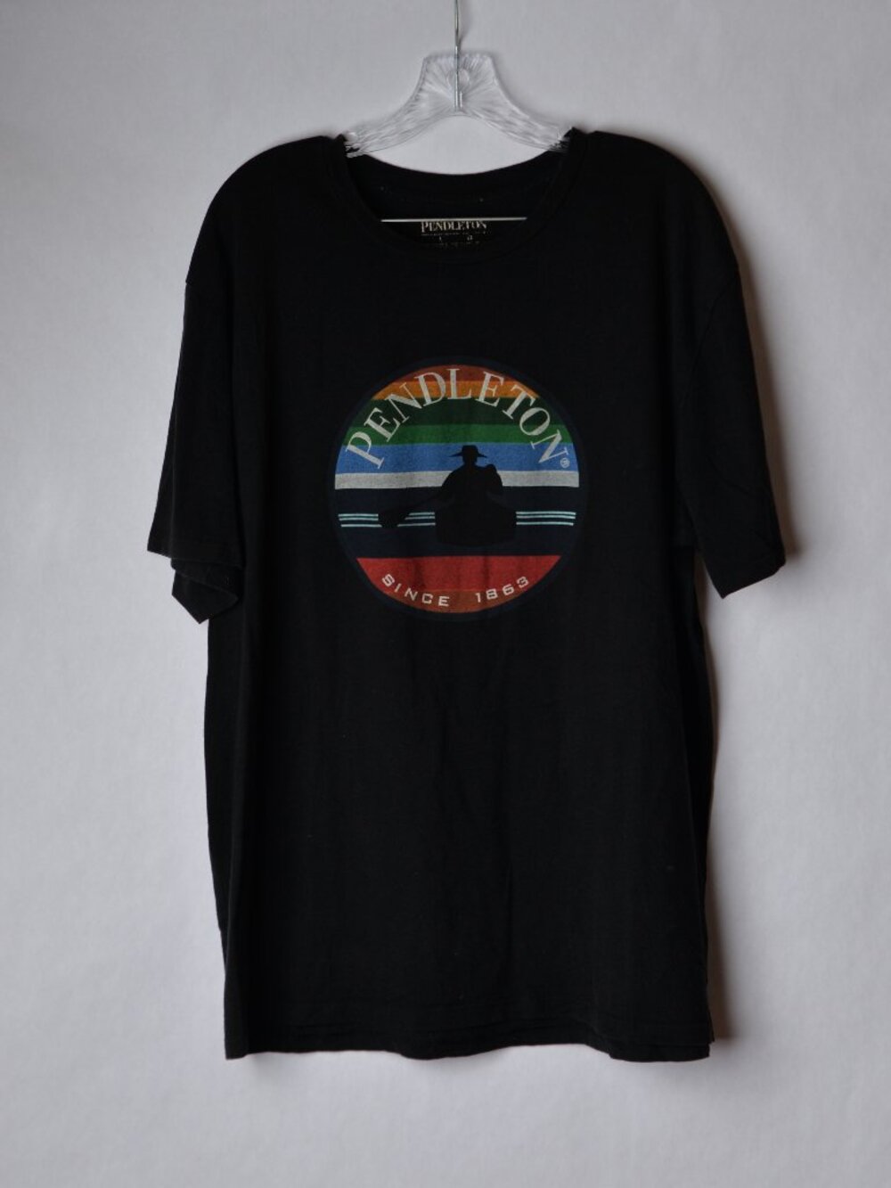 Pendleton Mens Large Black Graphic Crew Neck Short Sleeve T-Shirt